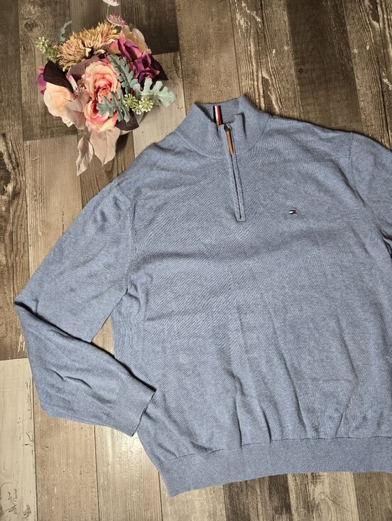 Tommy Hilfiger Other - Tommy Hilfiger Men’s XXL Light Blue Quarter‑Zip Sweater